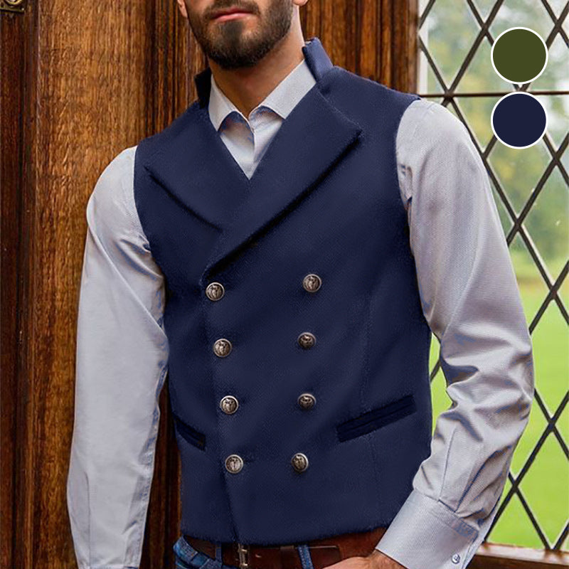 Solid Double Breasted Vest
