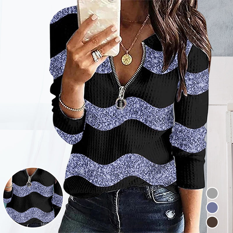 Geometric Abstract Print Zipped Sweatshirt