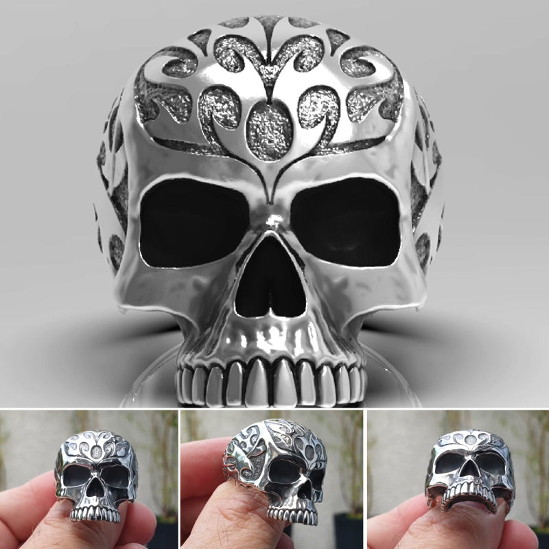 CARVED SKULL RING