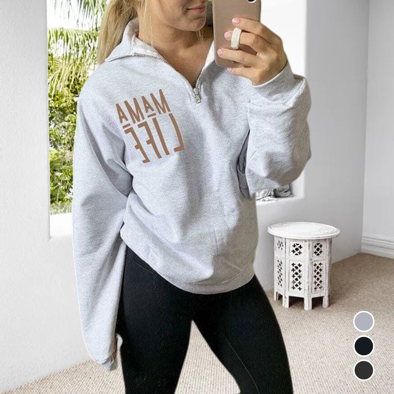 Stylish Letter Print Zip Sweatshirt