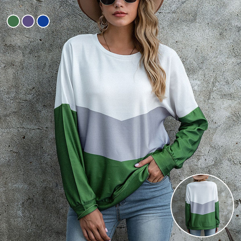 Panel Print Tricolor Long Sleeve T-Shirt