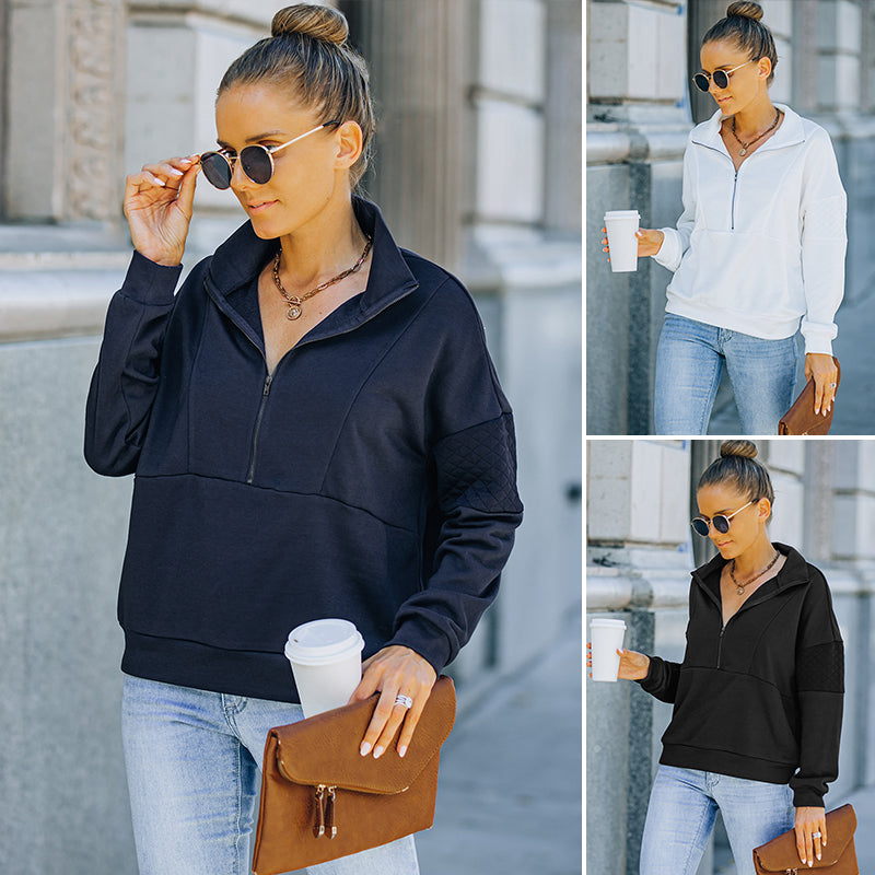 Turtleneck Solid Color Sweatshirt