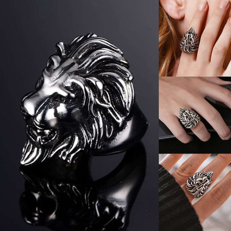 Retro Domineering Lion Head Ring