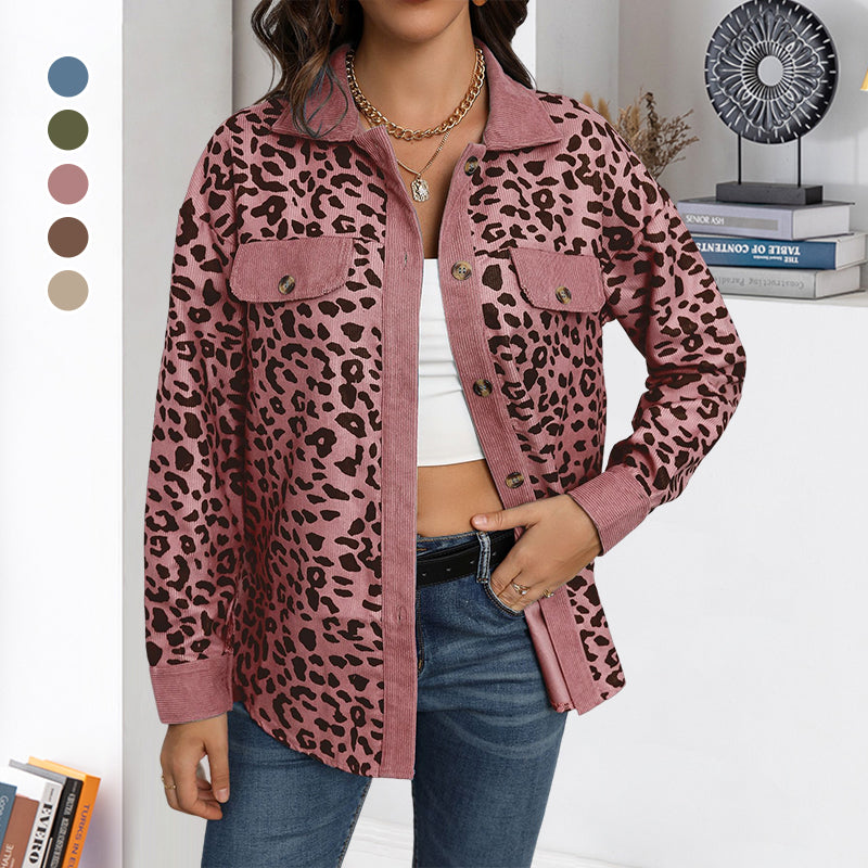 Corduroy Leopard Print Jacket