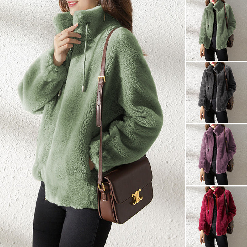 Padded Coat Stand-collar Double-faced Fleece Jacket