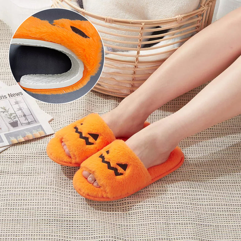 Halloween Pumpkin Lantern Plush Slippers