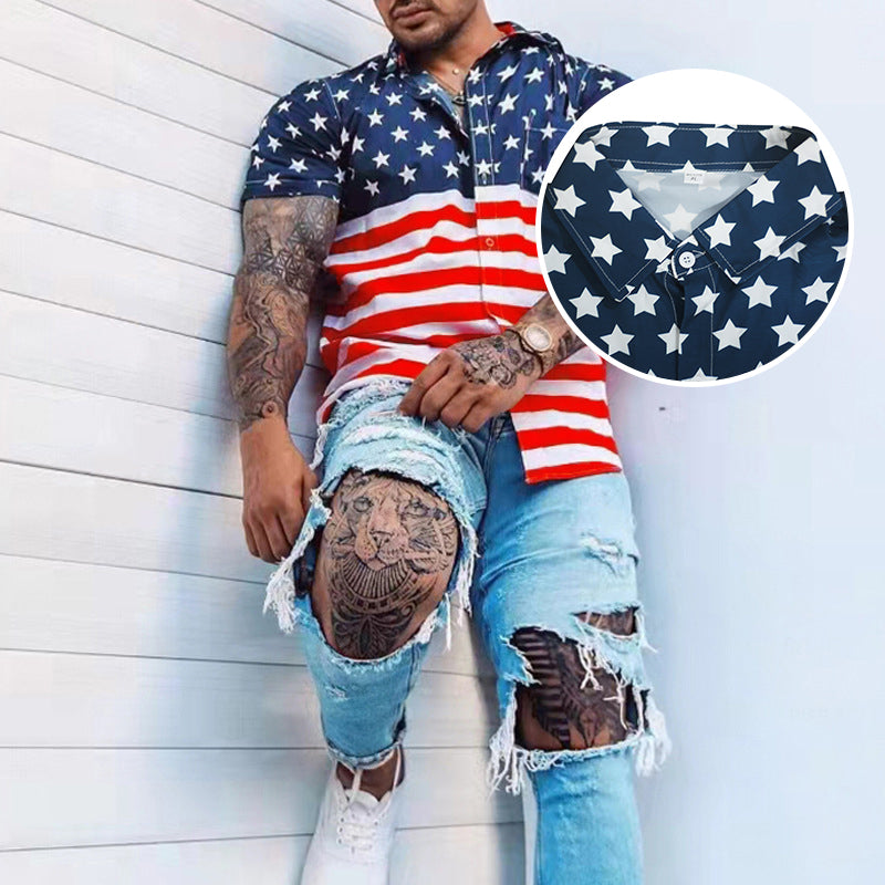 Men's American Patriotic Flag Polo Shirt
