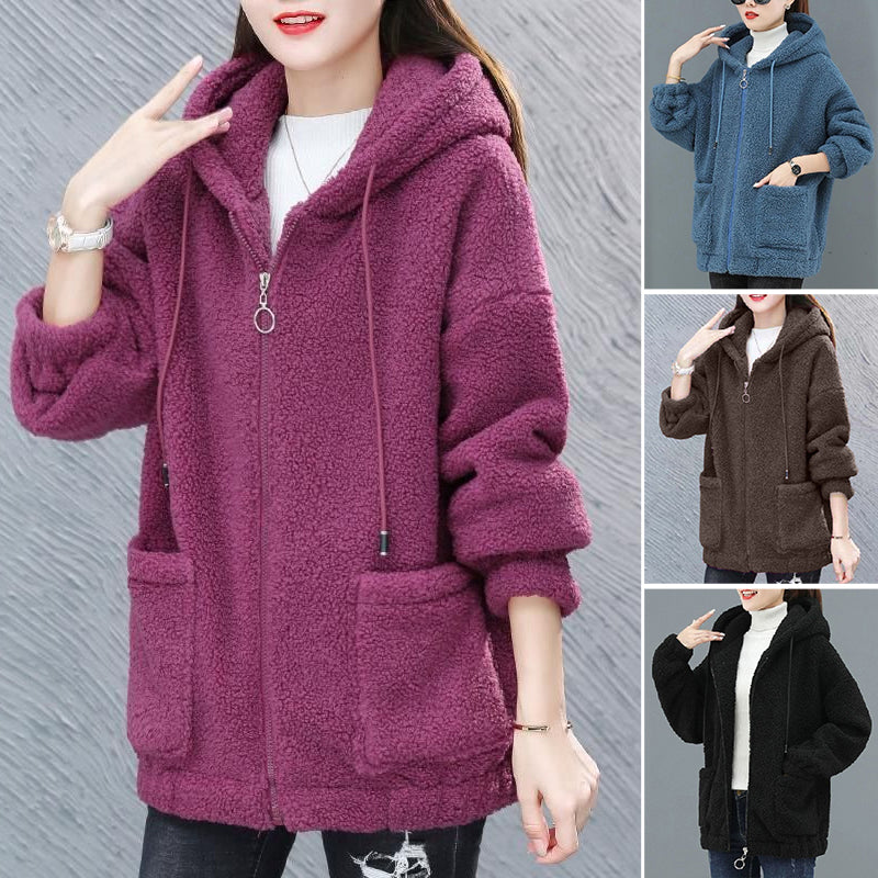 Women's Solid Sherpa cardigan coat