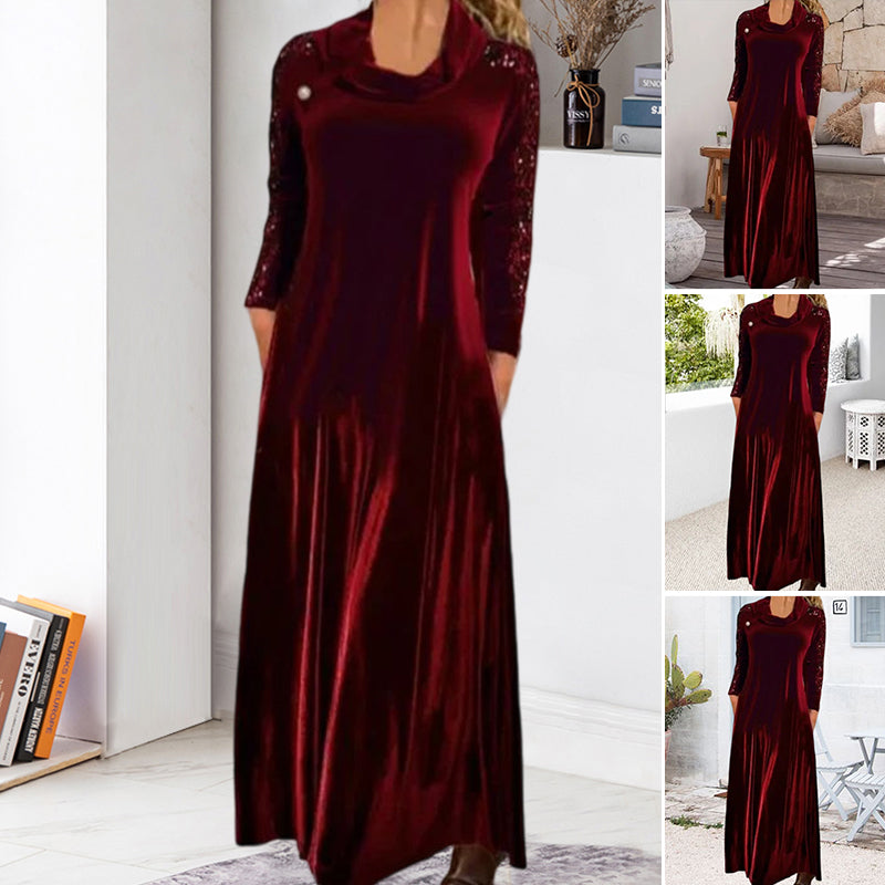 Long Sleeve Velvet Maxi Dress with Sequins