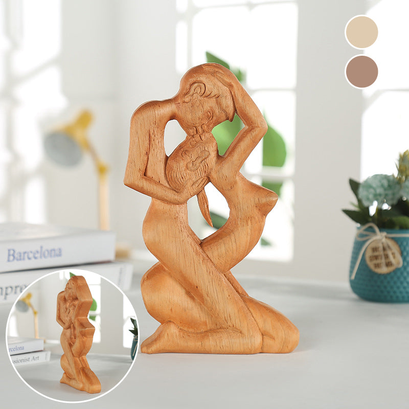 Creative Couple Wood Carving Home Decorative