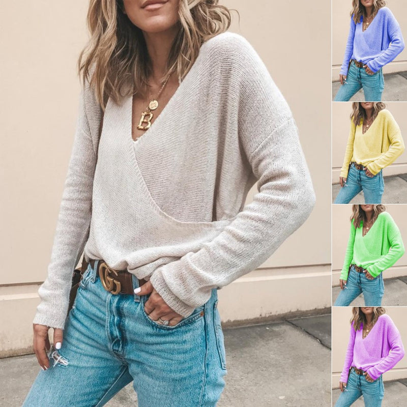 Solid Color Long Sleeve Knit Sweater