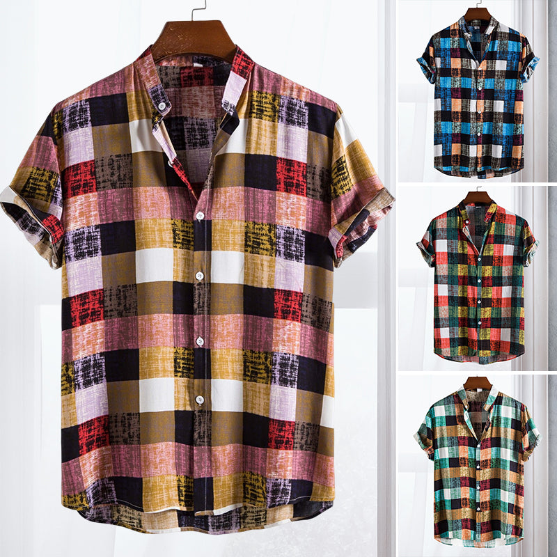 Multicolored Plaid Short Sleeve Shirt