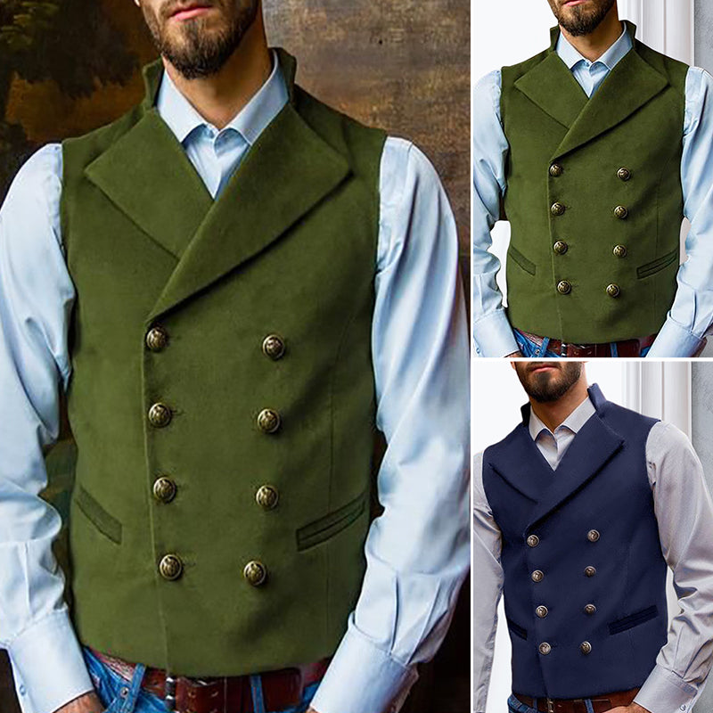 Solid Double Breasted Vest