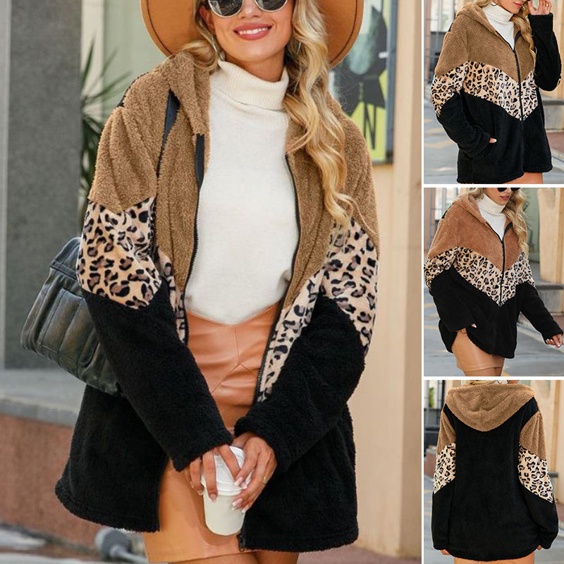 Hooded Leopard Print Jacket