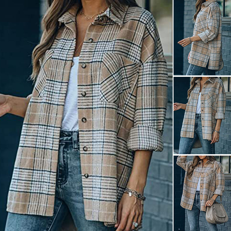 Woolen Plaid Coat