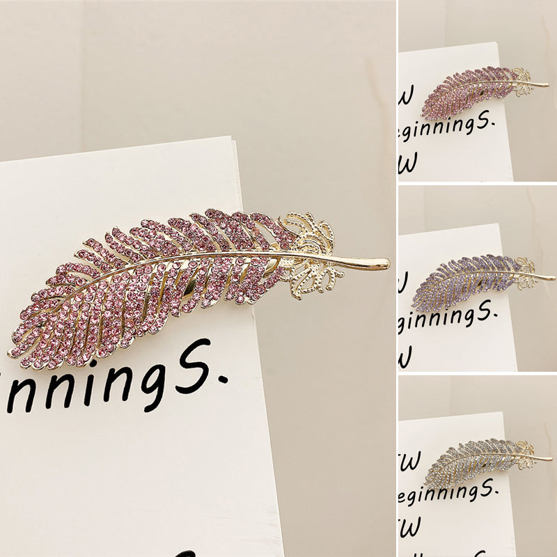 Diamond Feather Barrette