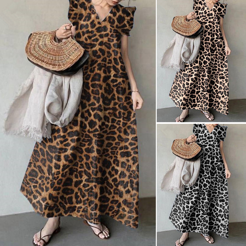 Leopard Print Commuter Long Dress