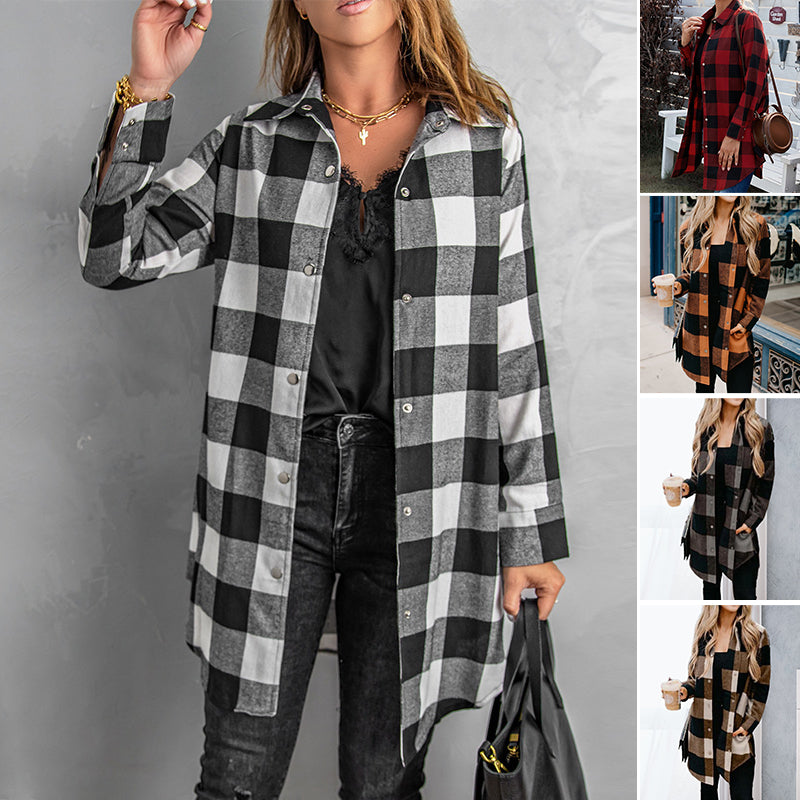 Long Sleeve Plaid Jacket