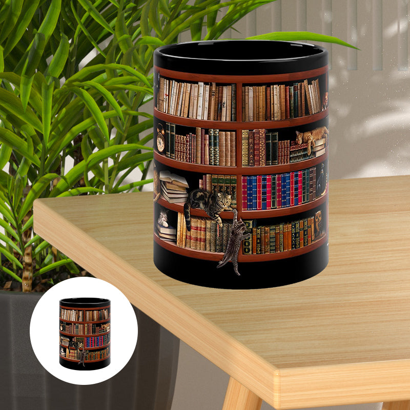 Bookshelf Mug with Cat