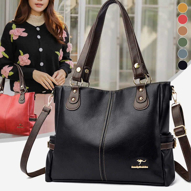 Large leather shoulder bag for women