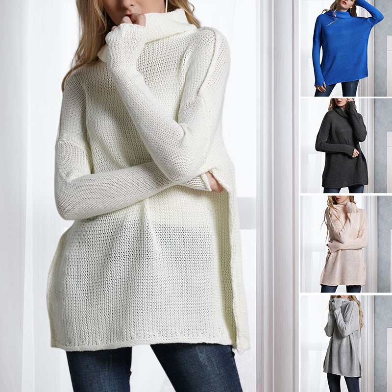 Turtleneck Long Solid Sweater