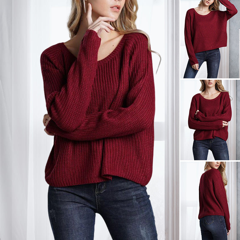 Women's Solid Color Knitted Sweater