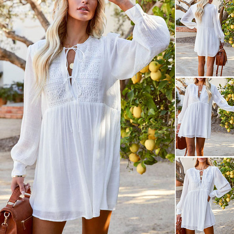 White Long Sleeve Dress