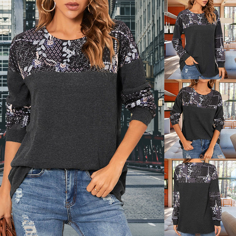 Printed Panel Long Sleeve T-Shirt