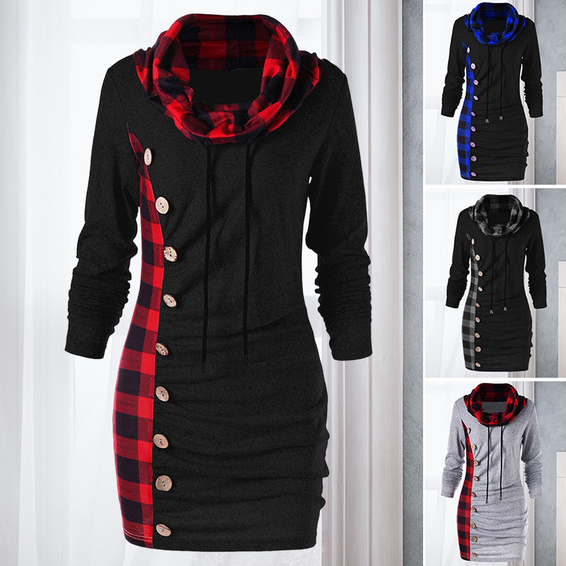 Check Button Sweater Dress