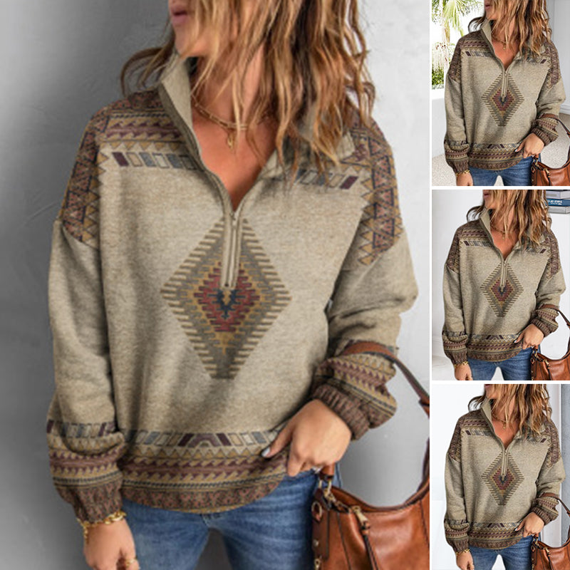 Ethnic Print Long Sleeve T-shirt