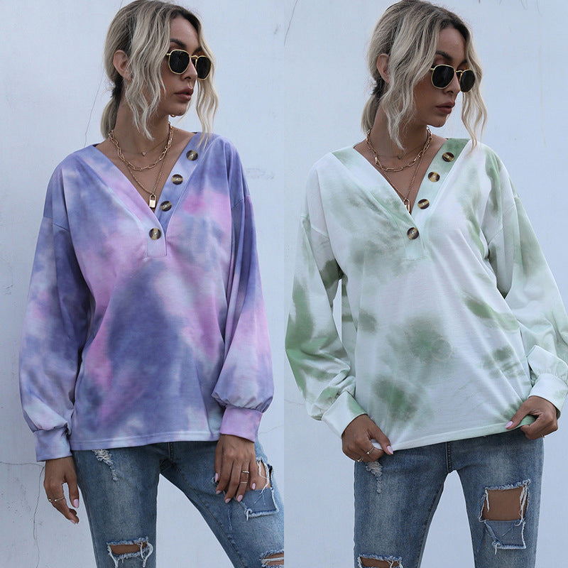 V-neck Tie-dye Sweatshirt