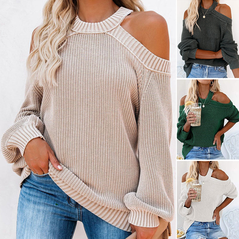 Off Shoulder Halterneck Sweater