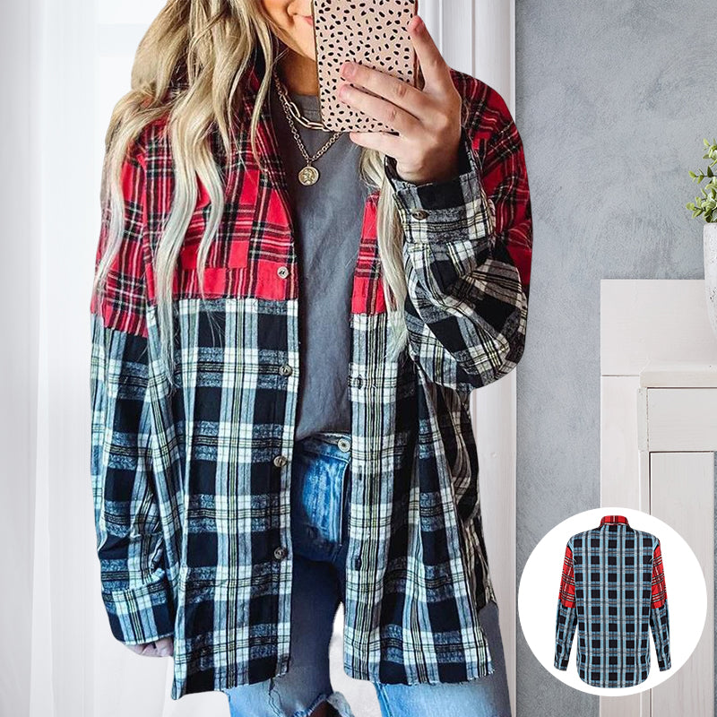 Fashion Patchwork Printed Long Sleeve Shirt