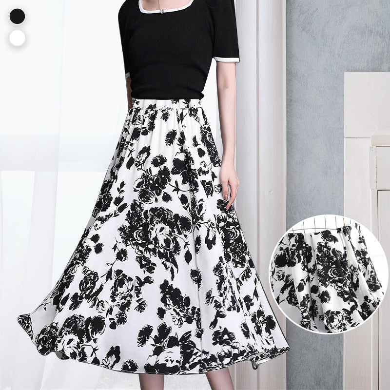 Simple Stretch Fitted A-Line Midi Skirt