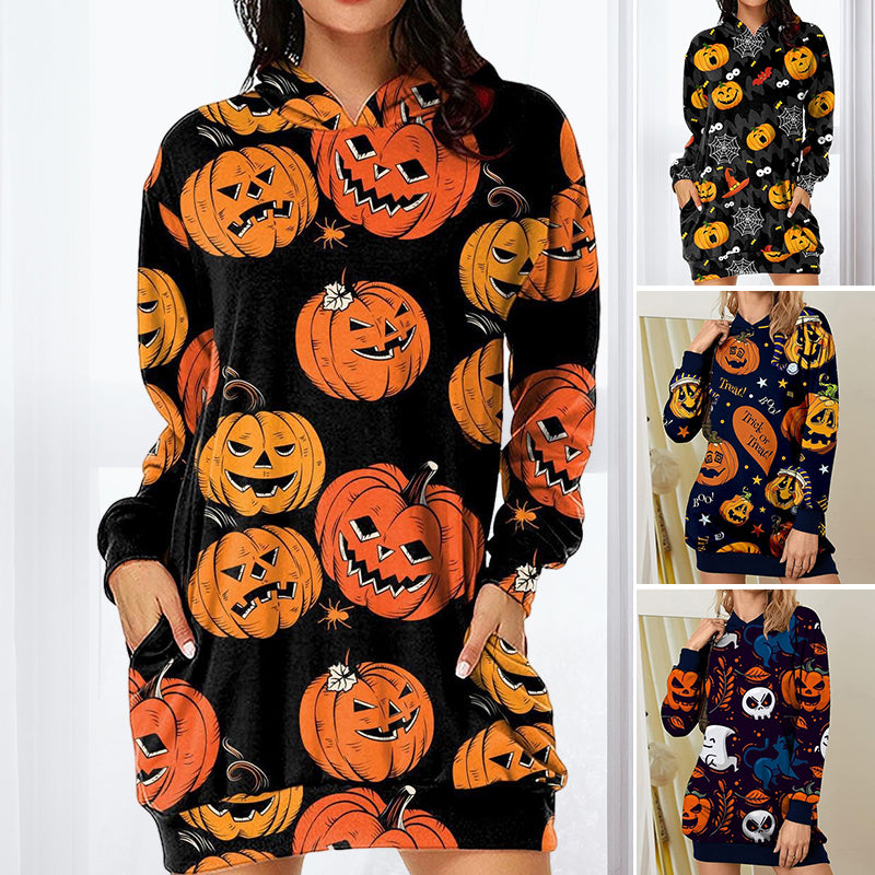 Pumpkin Digital Print Hoodie