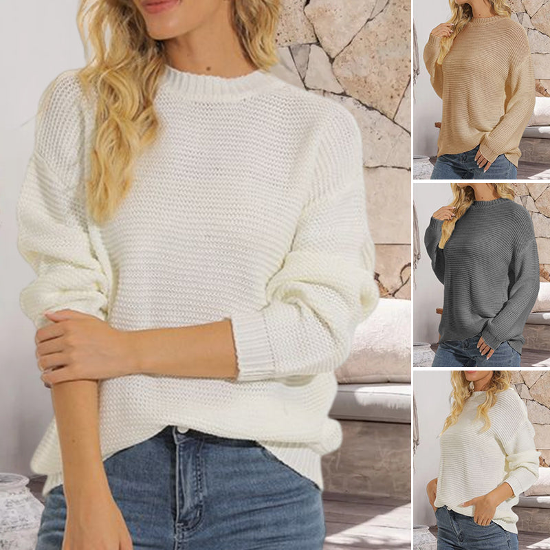 Solid Color Stylish Pullover Sweater