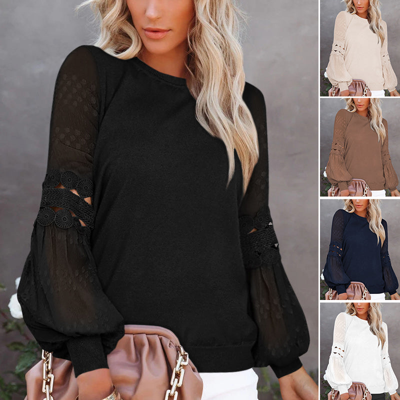 Round Neck Balloon Sleeve Top