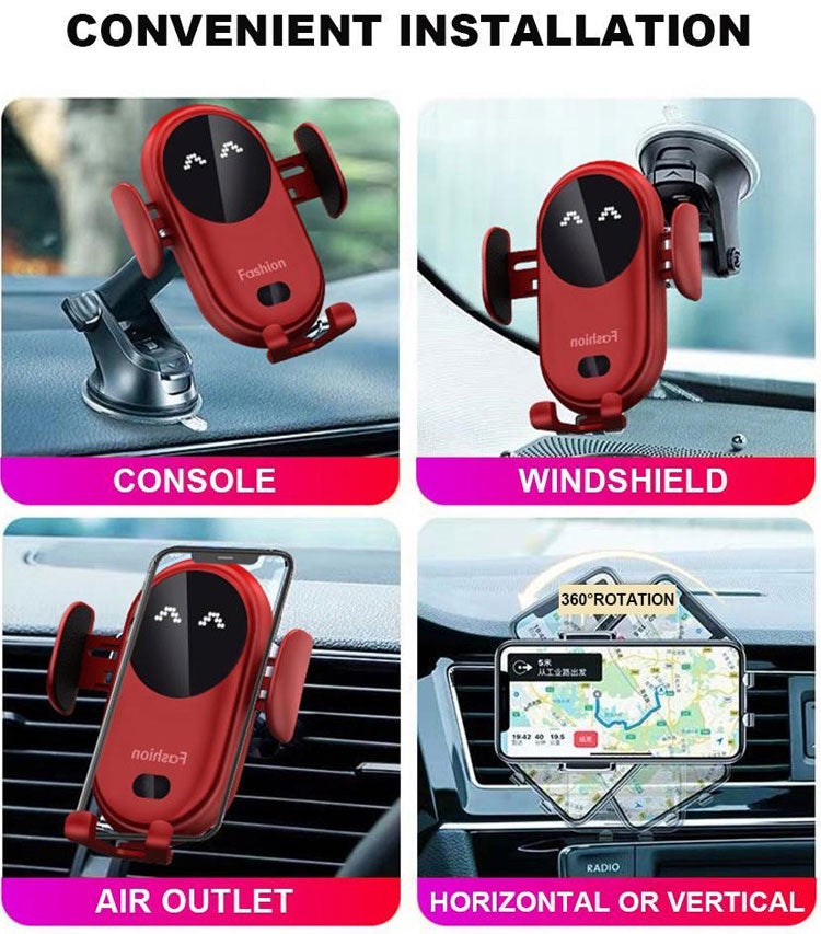 Smart Wireless Auto-Sensing Car Phone Holder Charger