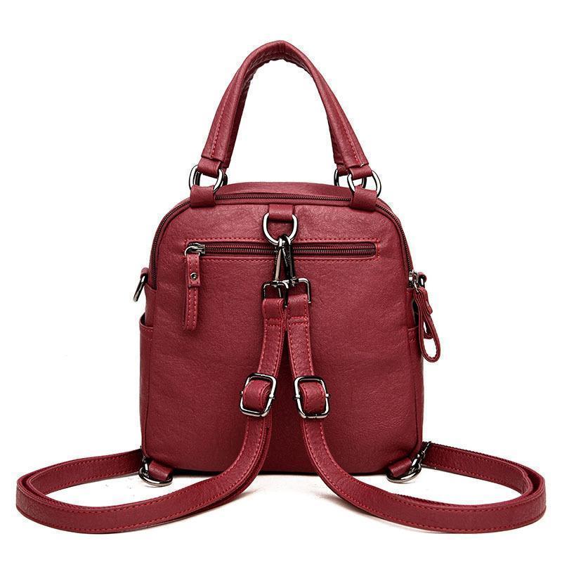 Fashion Leather Multipurpose Backpack Shoulder Handbag