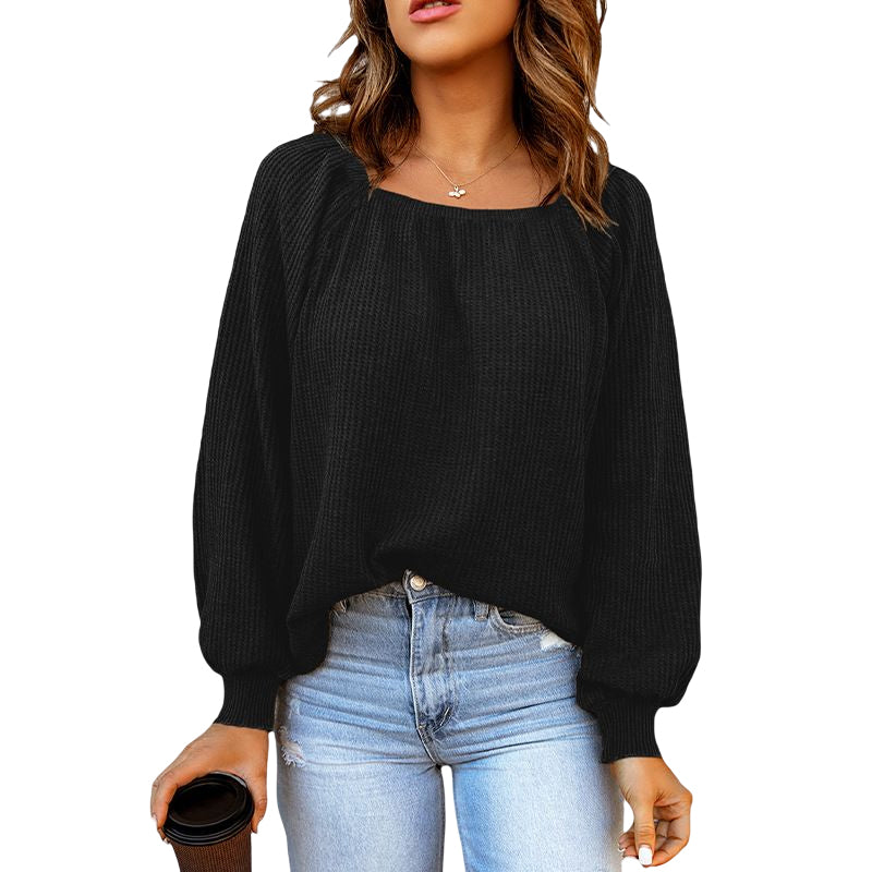 Square Neck Puff Sleeve Sweater