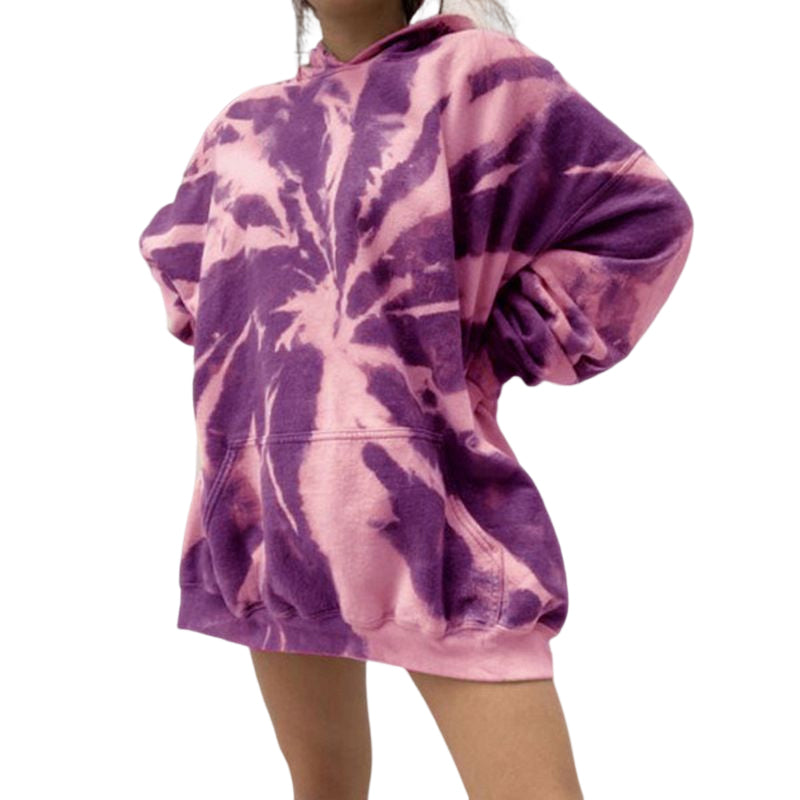 Women's Tie Dye Hooded Loose Sweatshirt