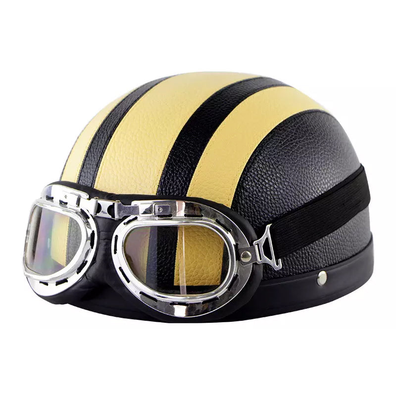 Motorcycle Harley PU Helmet with Goggles