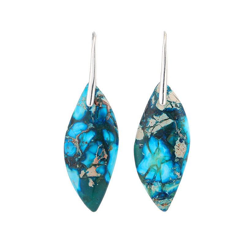 Leaf Shape Natural Stone Drop Earrings