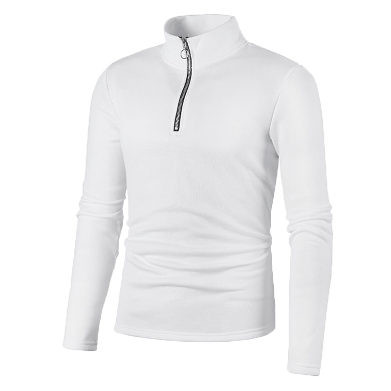 Men's Placket Zip Design Solid Color Turtleneck Jacket