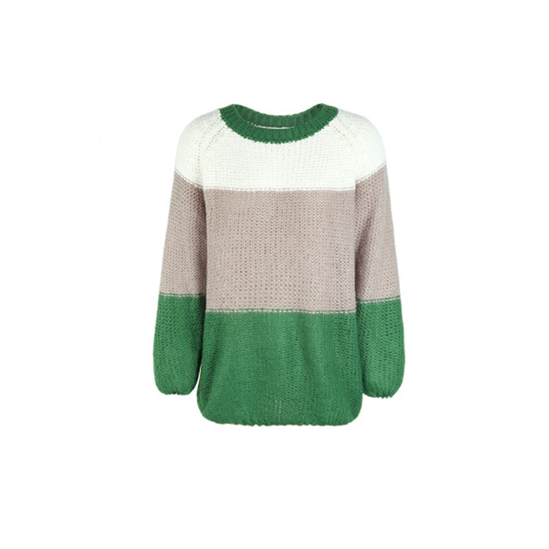 Striped Panel Contrast Knit Sweater