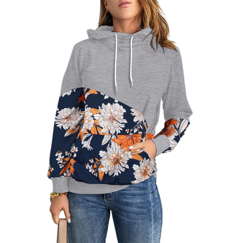High Neck Fashion Hooded Long Sleeve Sweatshirt