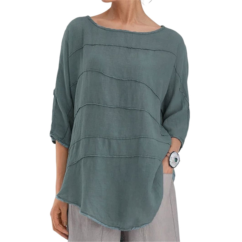 Striped Dolman Sleeve Casual Cotton Top