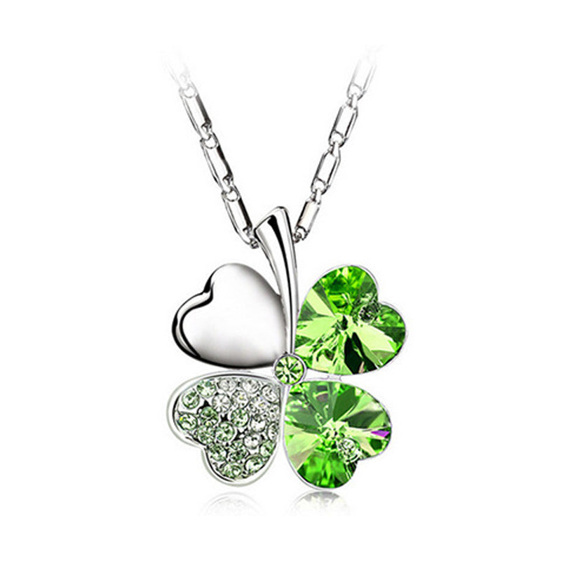 Lucky Four-leaf Clover Crystal Necklace