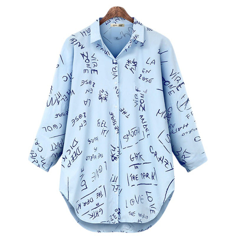 Long Sleeve Blouse With Letter Print
