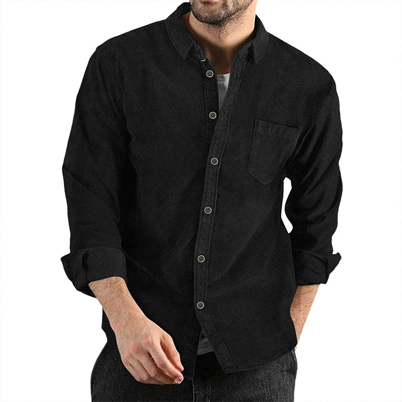 Men's Long Sleeve Casual Vintage Pocket Shirt